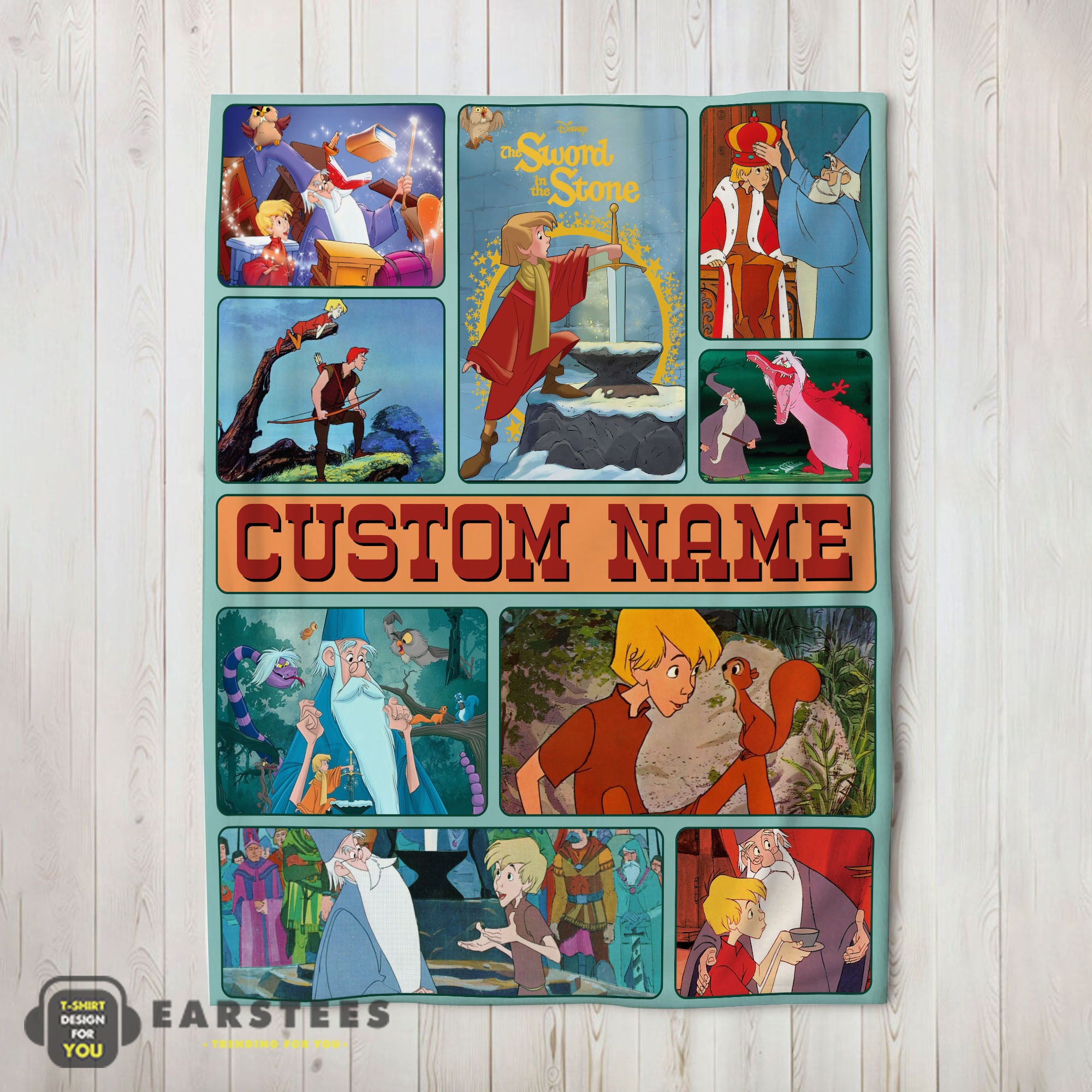 Good The Sword In The Stone Magical Journey Collage Blanket Fleece Customized Blanket