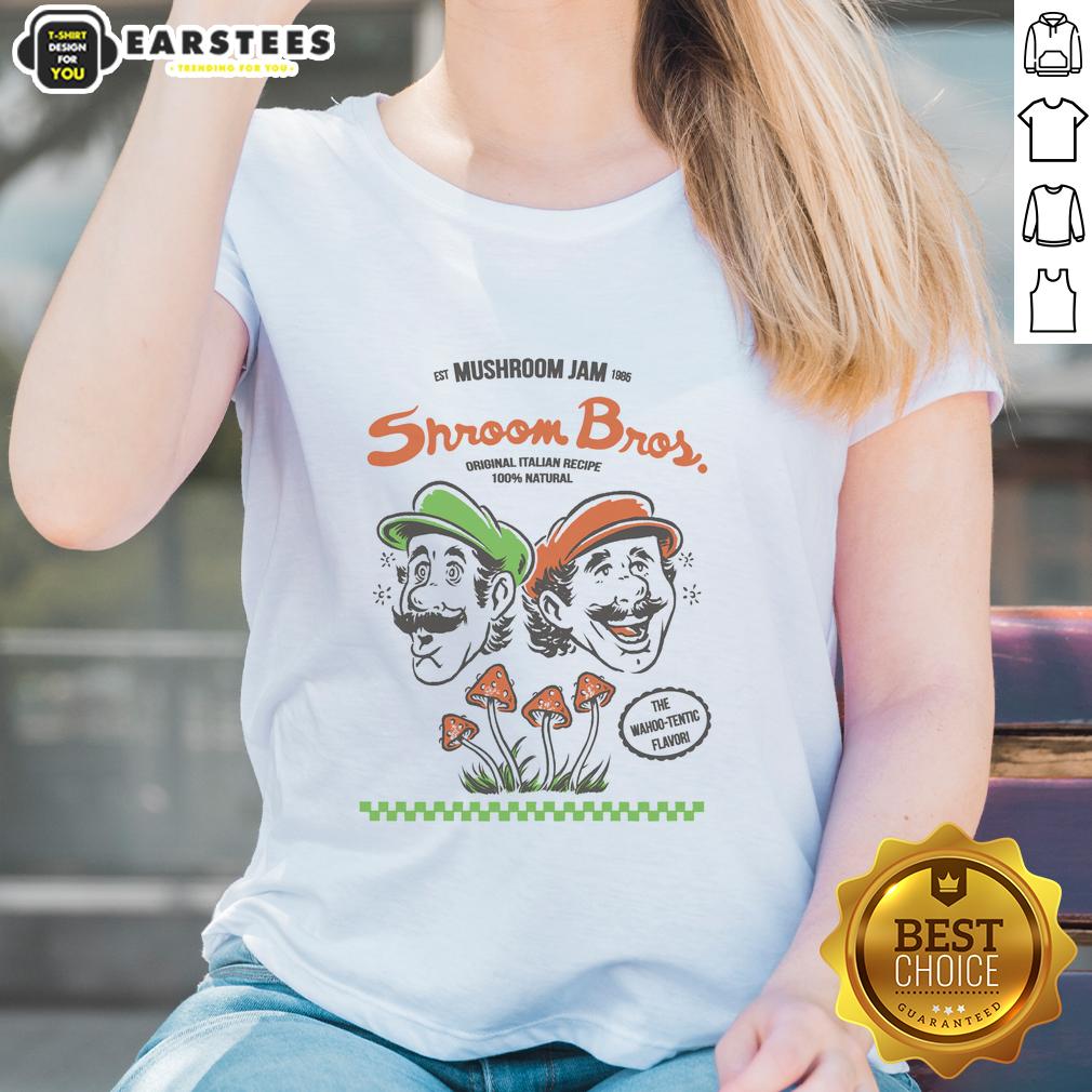 Premium The Mushroom Jam Est 1985 Shroom Bros The Wahoo-Tentic Flavor Mario And Luigi T-Shirt - Image 3