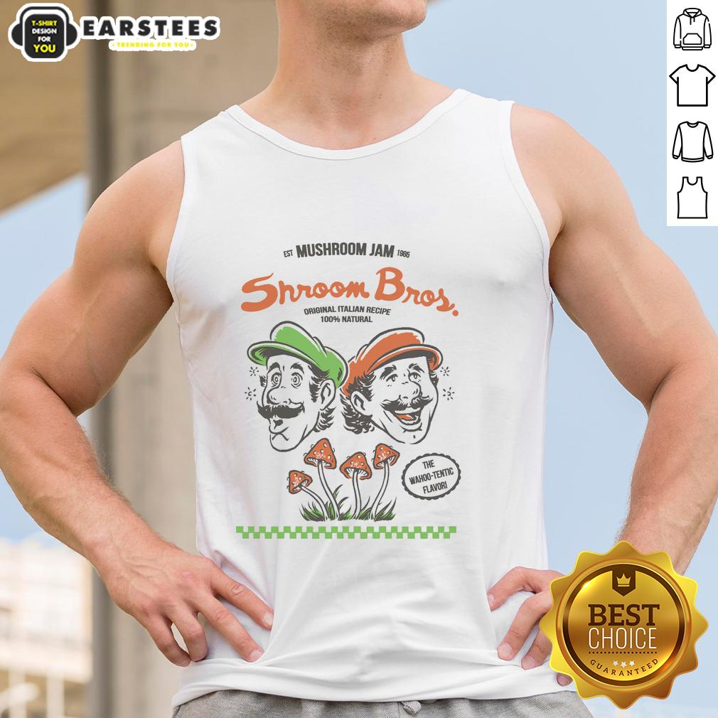 Premium The Mushroom Jam Est 1985 Shroom Bros The Wahoo-Tentic Flavor Mario And Luigi T-Shirt - Image 4