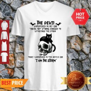 Alternative view of Black Cat Skull The Devil Whispered In My Ear I Am The Storm Shirt