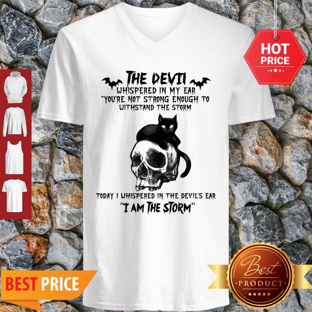 Black Cat Skull The Devil Whispered In My Ear I Am The Storm Shirt - Image 2