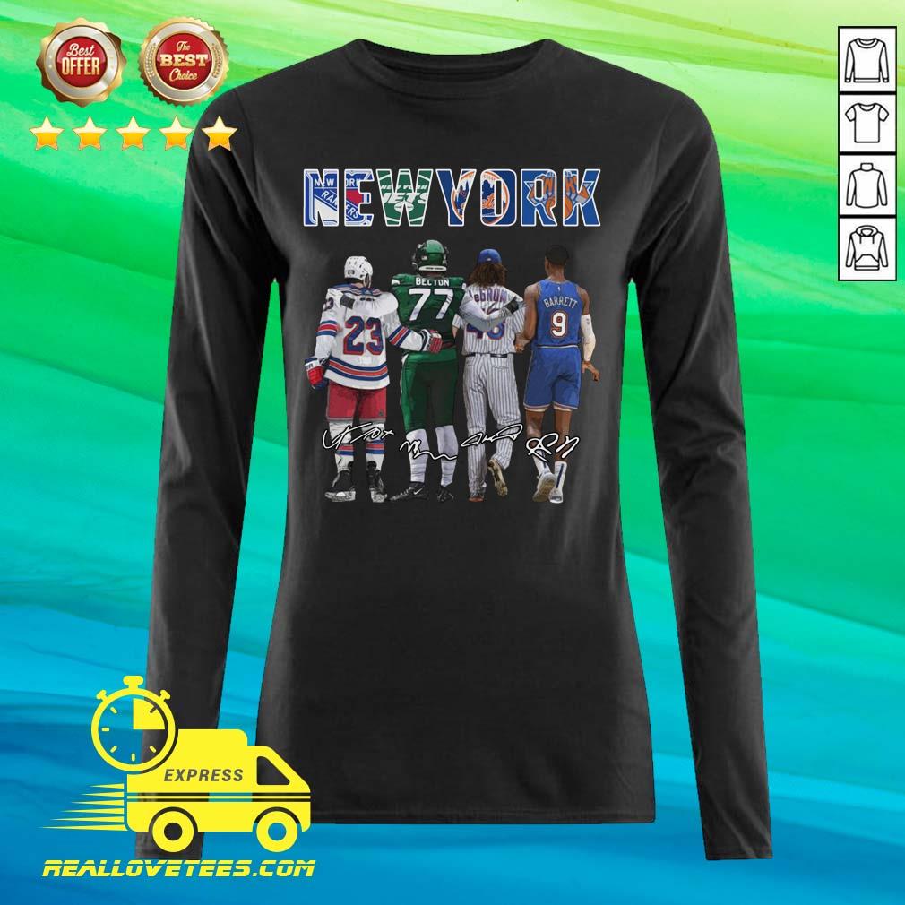 Top New York City New York Yankees New York Jets New York Knicks Becton Barrett Signatures Shirt - Image 2