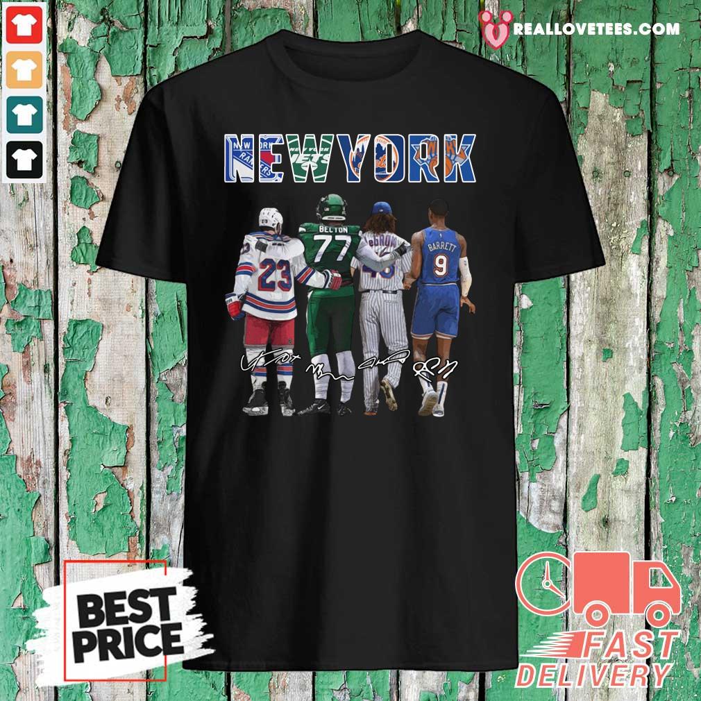 Top New York City New York Yankees New York Jets New York Knicks Becton Barrett Signatures Shirt