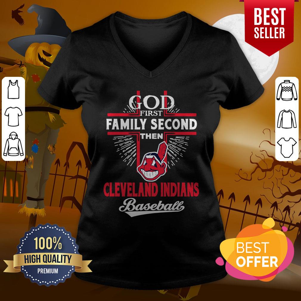 God First Family Second Then Cleveland Indians Baseball Shirt - Image 2