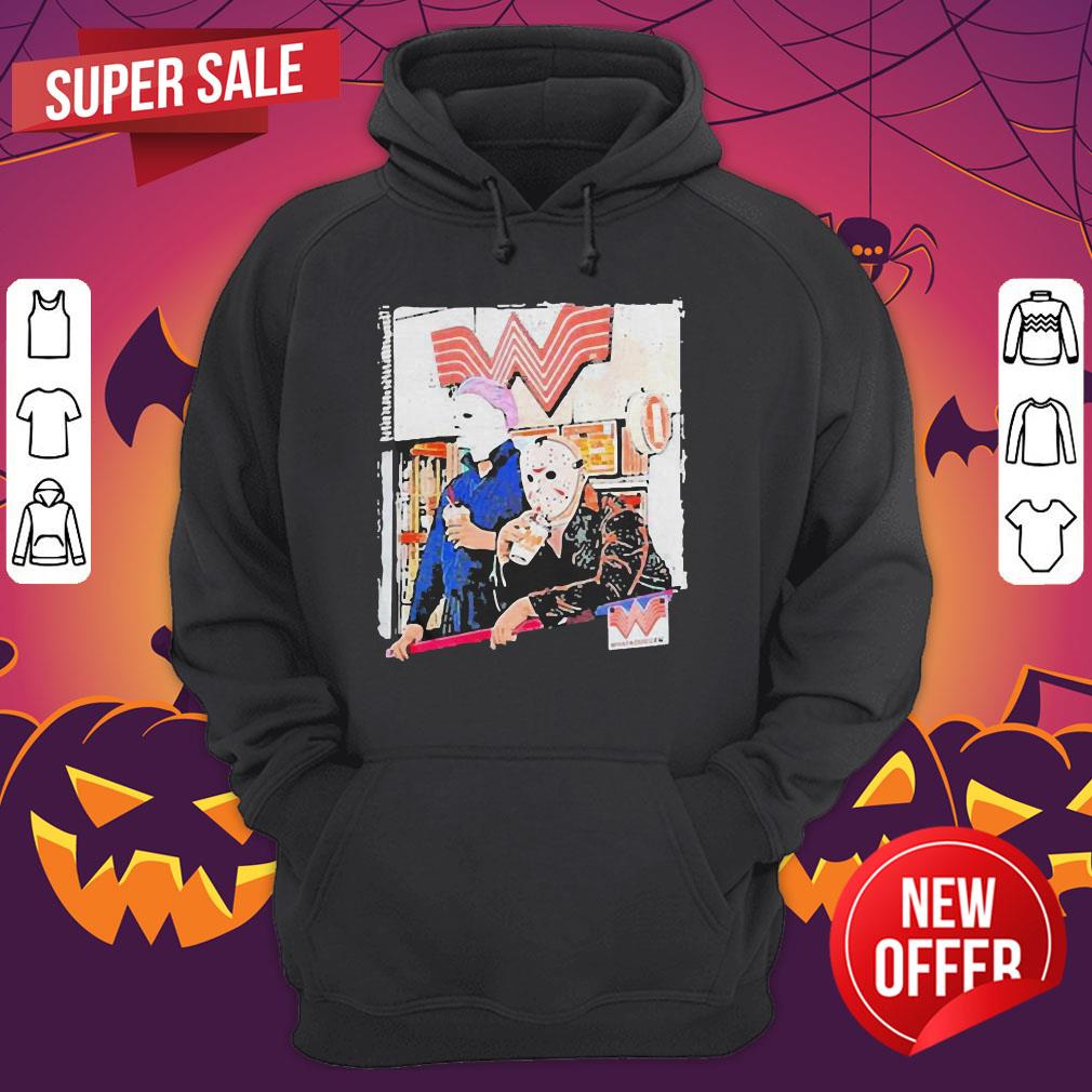 Halloween Jason Voorhees Michael Myers Whataburger Shirt - Image 3