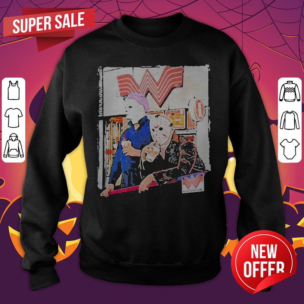 Halloween Jason Voorhees Michael Myers Whataburger Shirt - Image 2