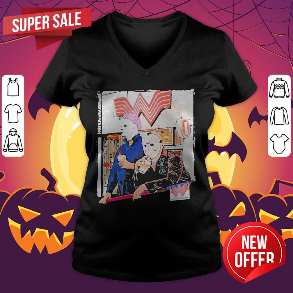 Halloween Jason Voorhees Michael Myers Whataburger Shirt - Image 4