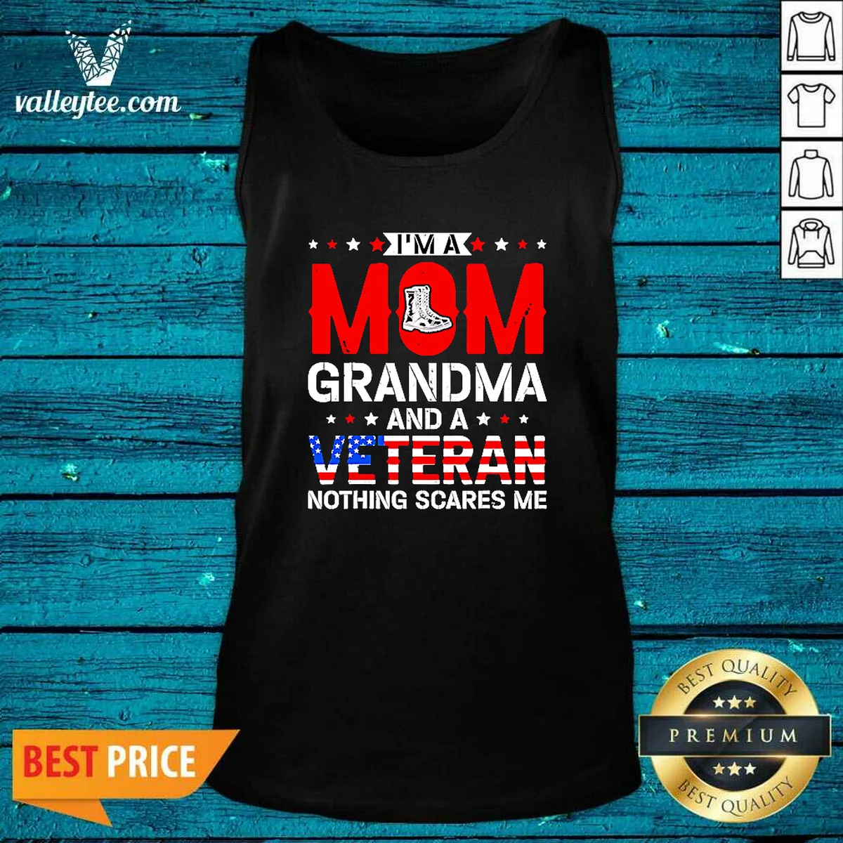 Original I'M A Mom Grandma And A Veteran Nothing Scares Me USA Shirt - Image 4