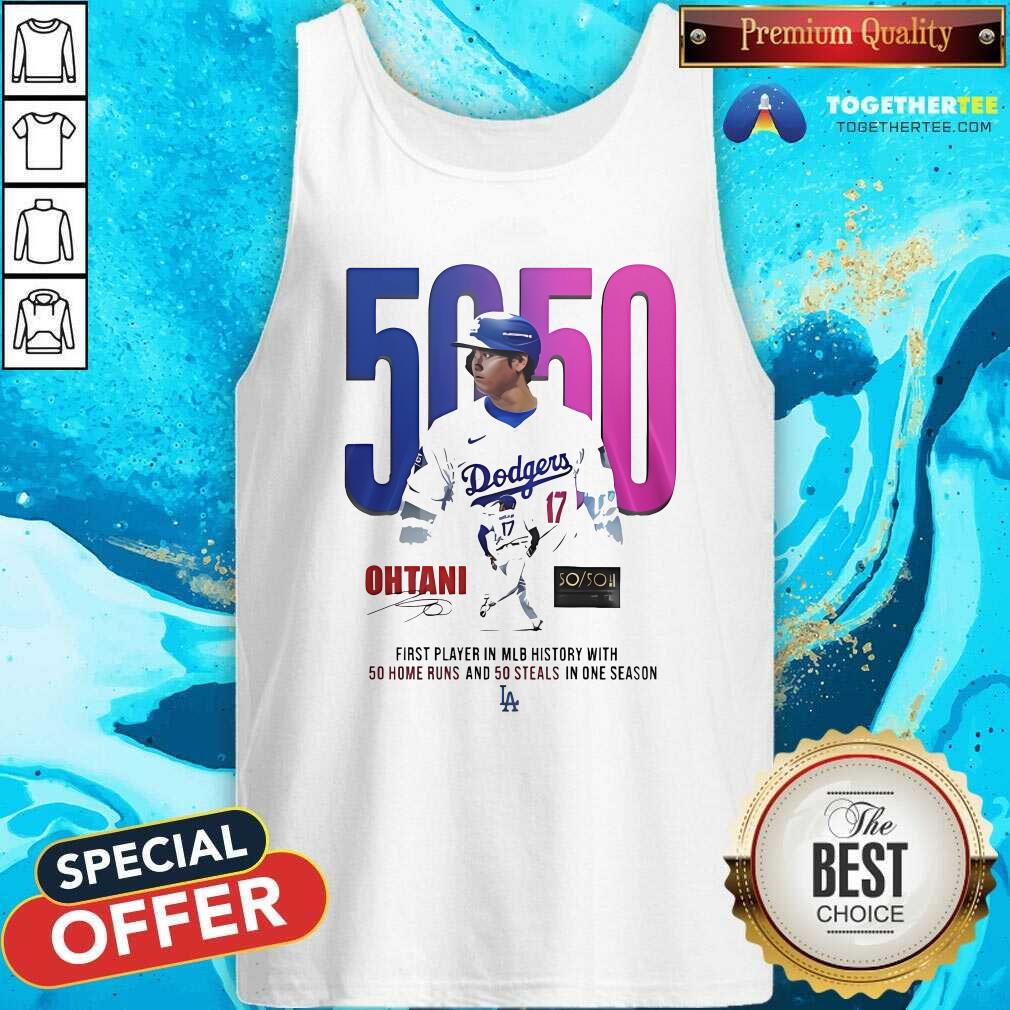 Good Los Angeles Dodgers Shohei Ohtani First 50 50 Player In MLB History T-Shirt - Image 3