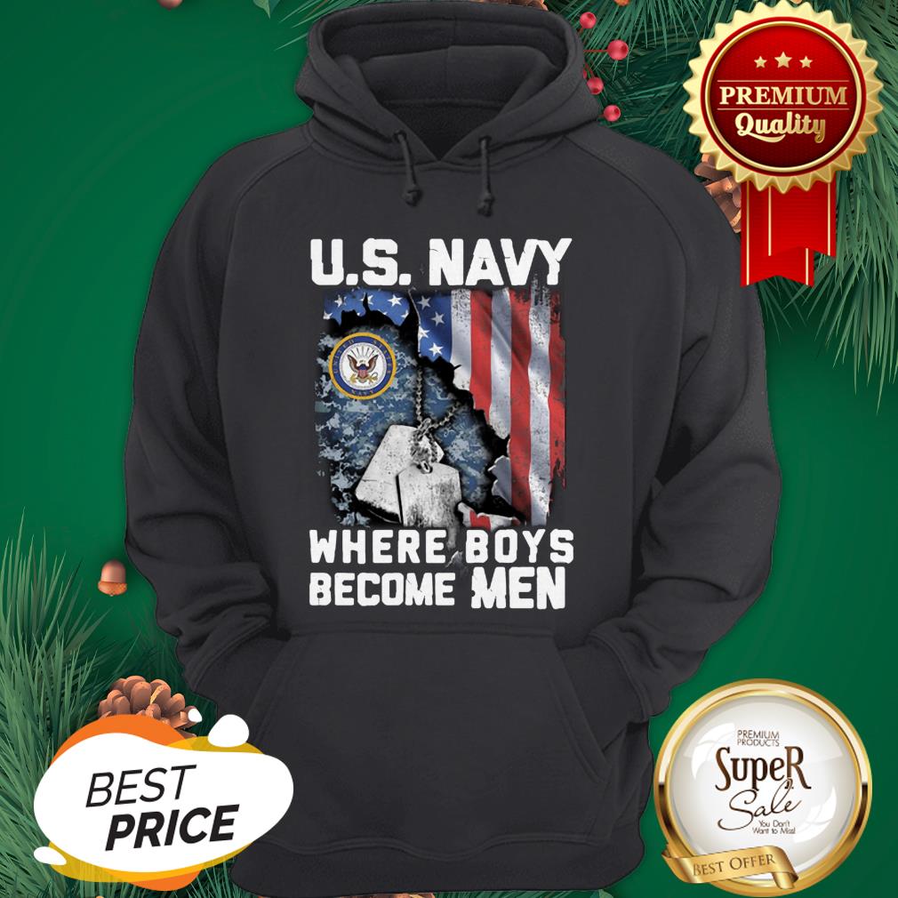 US Navy Where Boys Become Men American Flag Shirt - Image 5