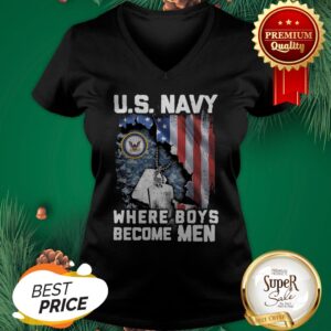 Alternative view of US Navy Where Boys Become Men American Flag Shirt