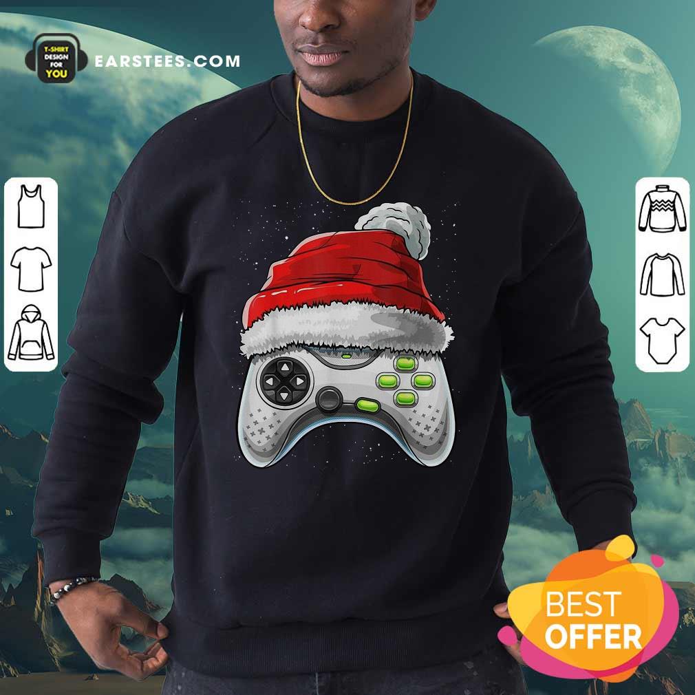 Awesome Video Game Controller Santa Hat Christmas Shirt - Image 5