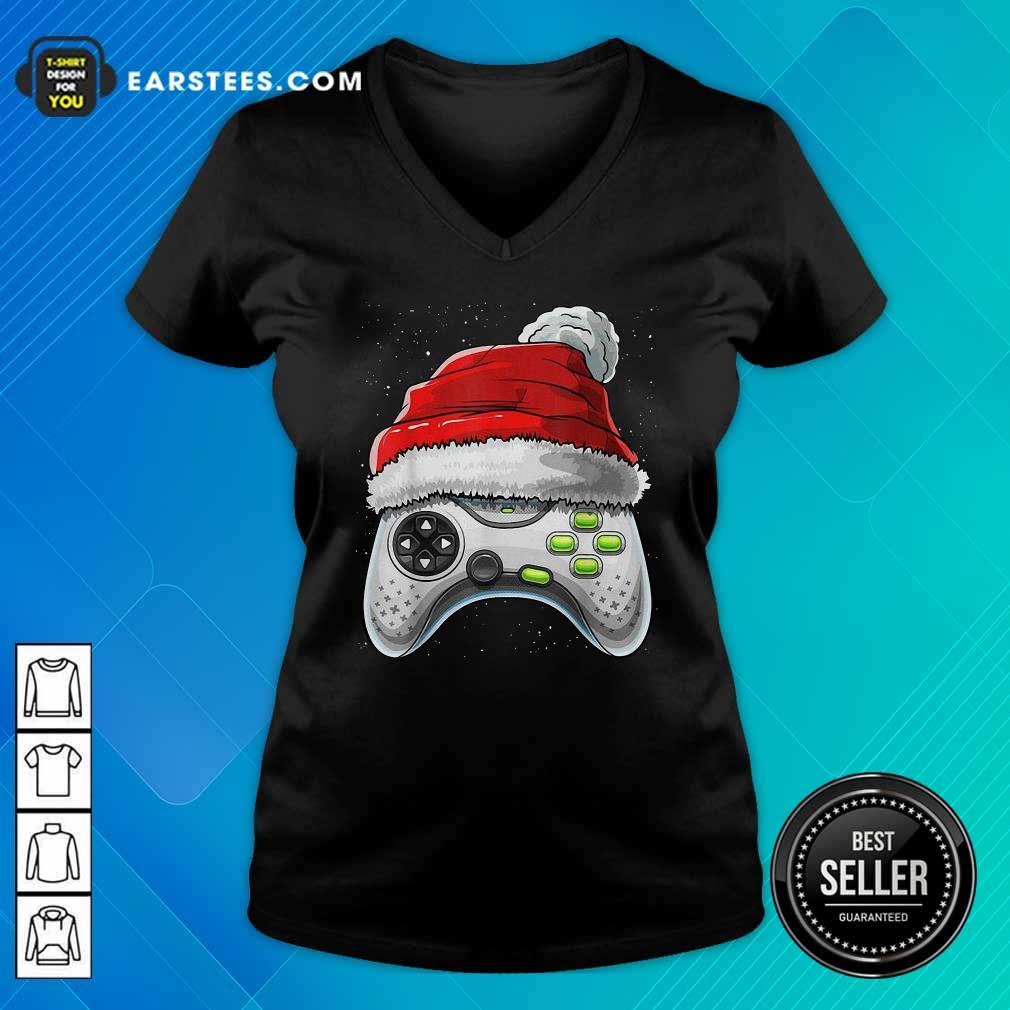 Awesome Video Game Controller Santa Hat Christmas Shirt - Image 3