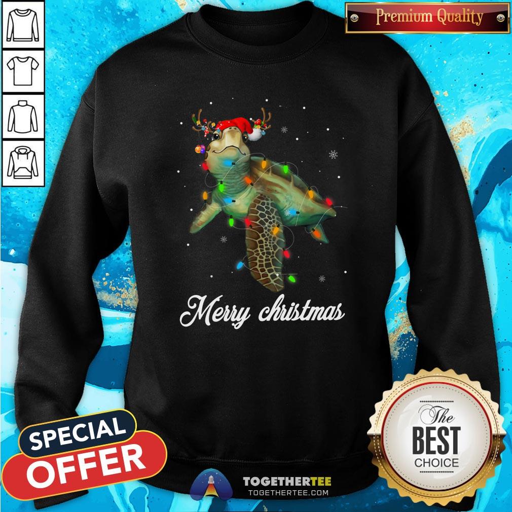 Cute Turtle Light Merry Christmas Shirt - Image 4