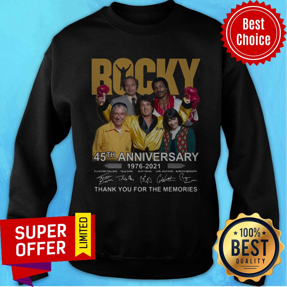 Rocky 45th Anniversary 1976 2021 Signatures Thank You For The Memories Shirt - Image 4