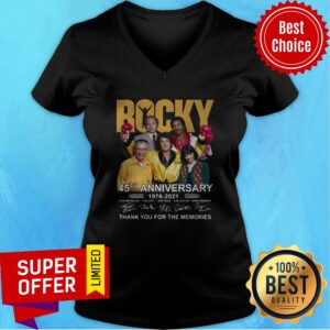 Alternative view of Rocky 45th Anniversary 1976 2021 Signatures Thank You For The Memories Shirt