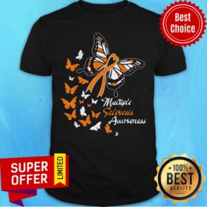 Top Multiple Sclerosis Awareness Butterflies Orange Ribbon Shirt