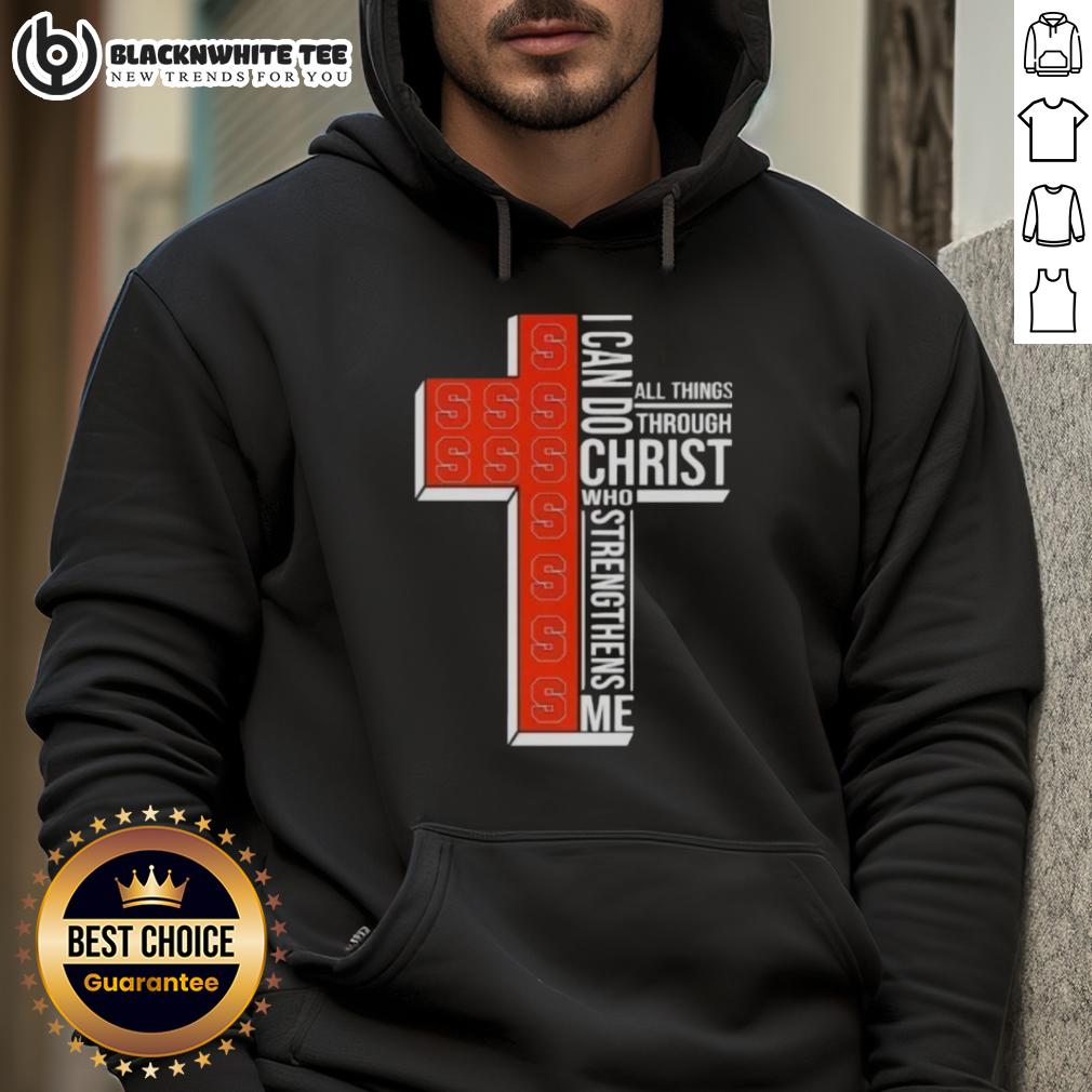 Official Syracuse Orange Women's Basketball Cross I Can Do All Things Through Christ T-Shirt - Image 2