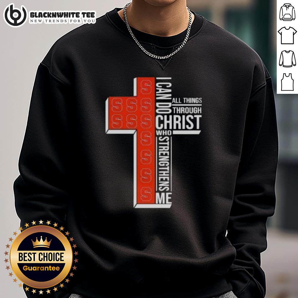Official Syracuse Orange Women's Basketball Cross I Can Do All Things Through Christ T-Shirt - Image 5