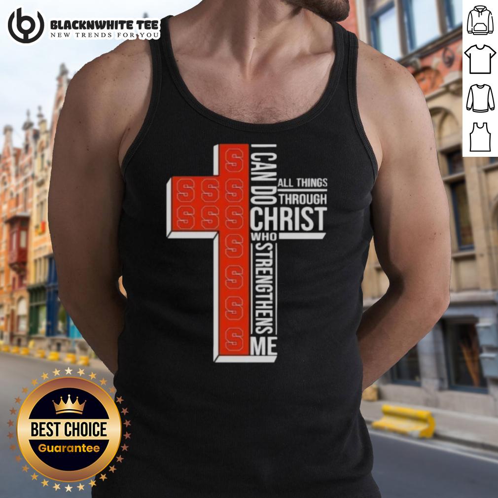 Official Syracuse Orange Women's Basketball Cross I Can Do All Things Through Christ T-Shirt - Image 4