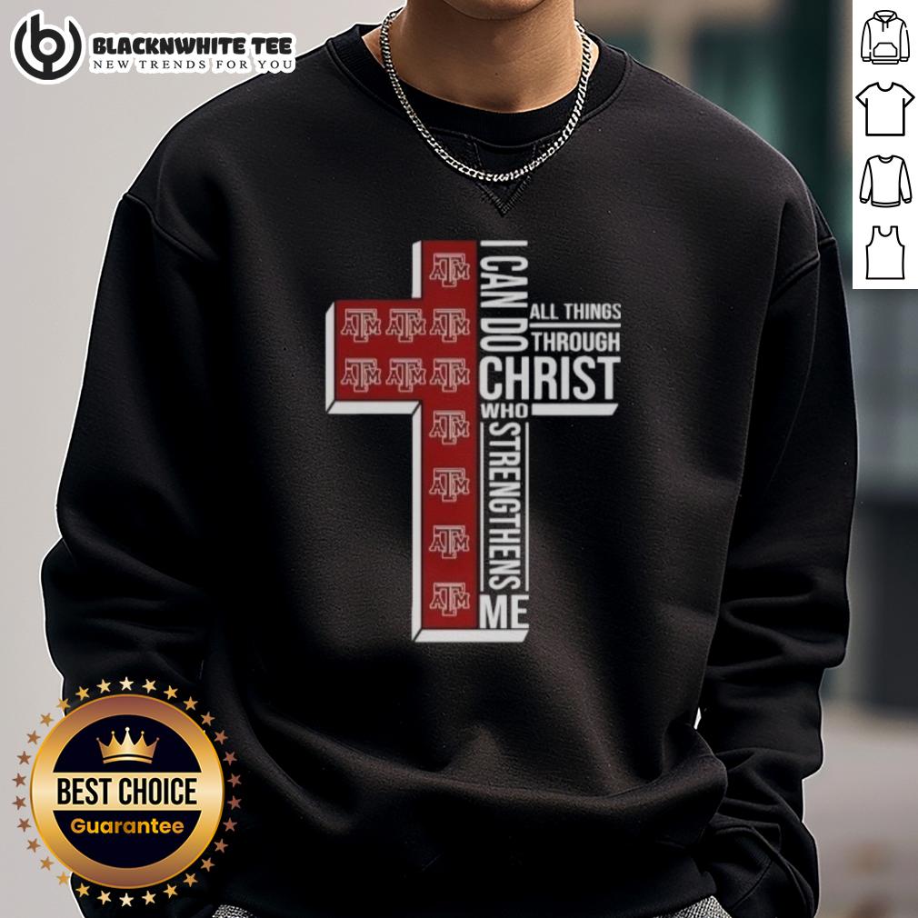 Official Texas A And M Aggies Women's Basketball Cross I Can Do All Things Through Christ T-Shirt - Image 5