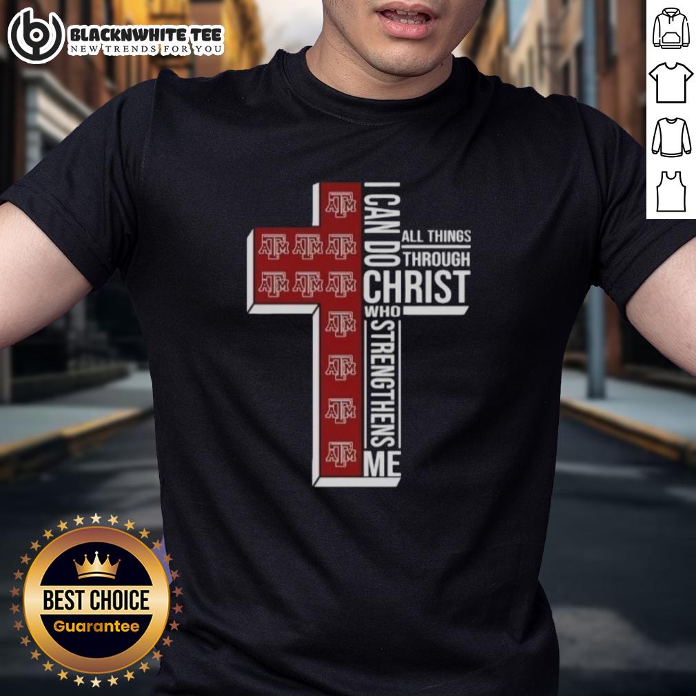 Official Texas A And M Aggies Women's Basketball Cross I Can Do All Things Through Christ T-Shirt