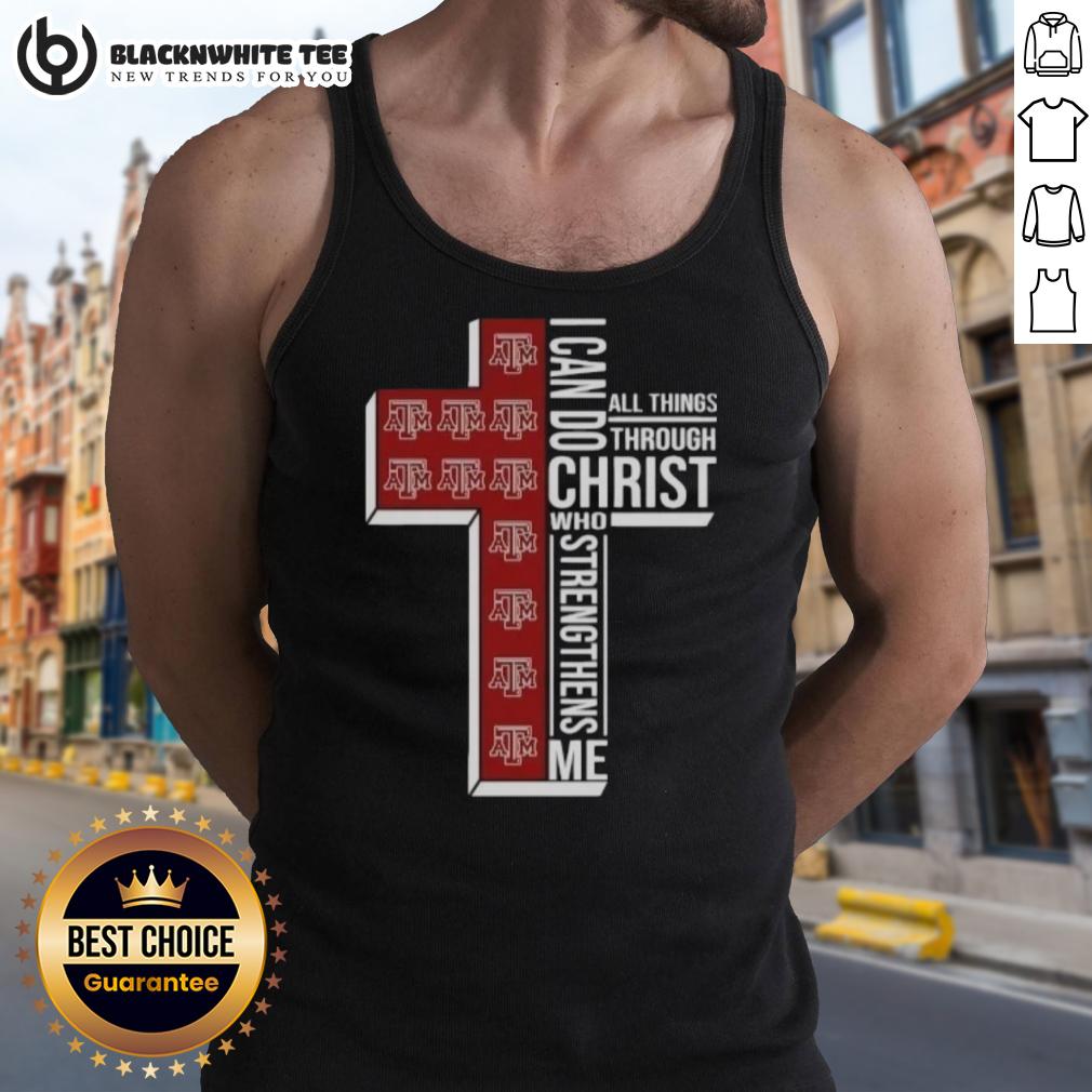 Official Texas A And M Aggies Women's Basketball Cross I Can Do All Things Through Christ T-Shirt - Image 4