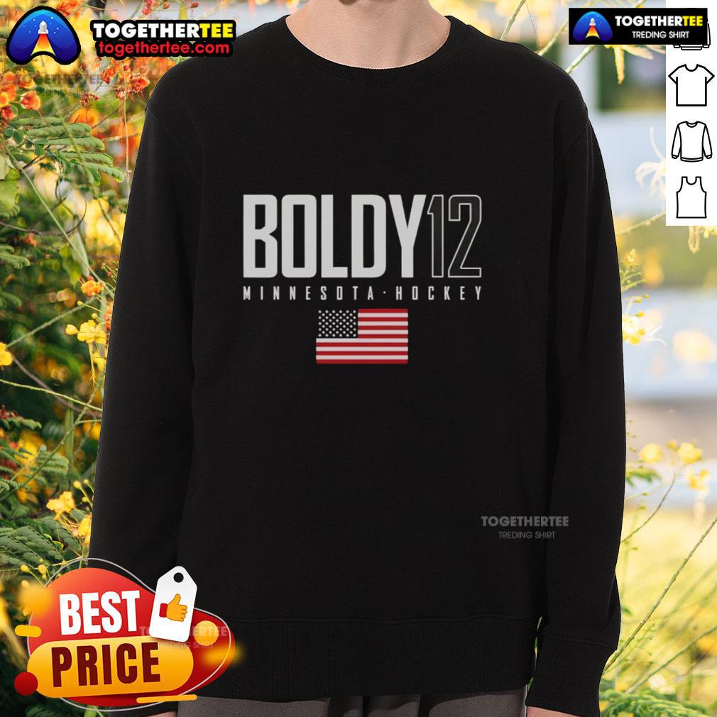 Pretty Matt Boldy 12 Minnesota Wild USA Flag Elite T-Shirt - Image 5