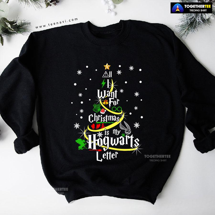 All I Want For Christmas Is My Hogwarts Letter Harry Potter X’mas Tree Sweatshirt - Image 4