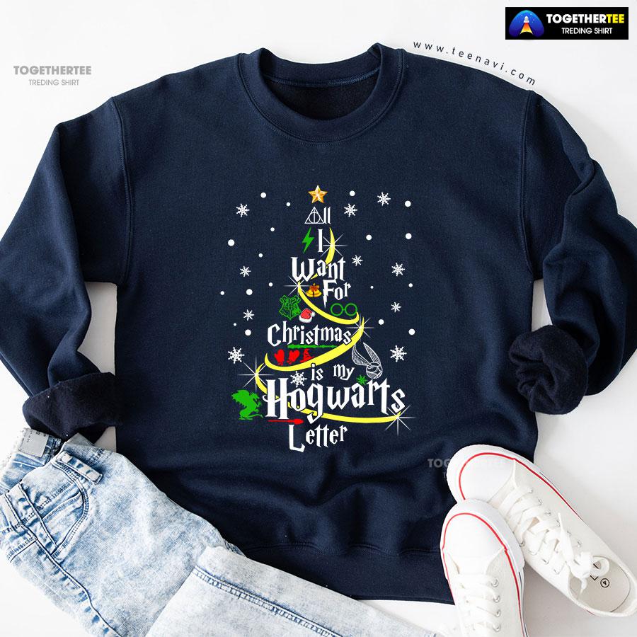All I Want For Christmas Is My Hogwarts Letter Harry Potter X’mas Tree Sweatshirt - Image 5