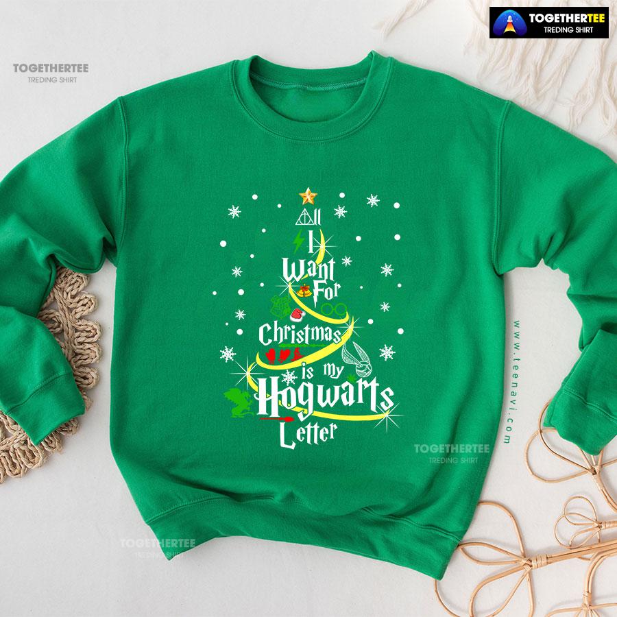 All I Want For Christmas Is My Hogwarts Letter Harry Potter X’mas Tree Sweatshirt - Image 7