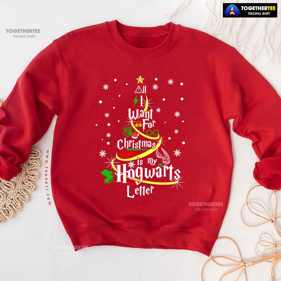 All I Want For Christmas Is My Hogwarts Letter Harry Potter X’mas Tree Sweatshirt - Image 8
