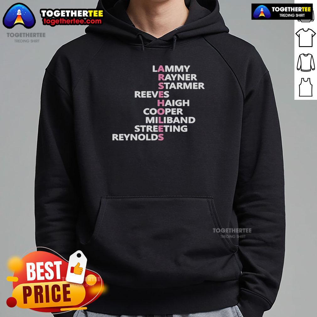 Official Lammy Rayner Starmer Reeves Haigh Cooper Miliband Streeting Reynolds Arseholes T-Shirt - Image 2