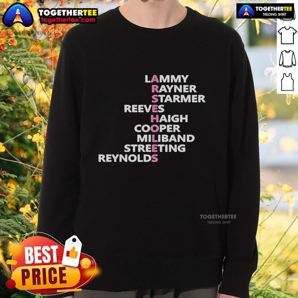 Official Lammy Rayner Starmer Reeves Haigh Cooper Miliband Streeting Reynolds Arseholes T-Shirt - Image 5
