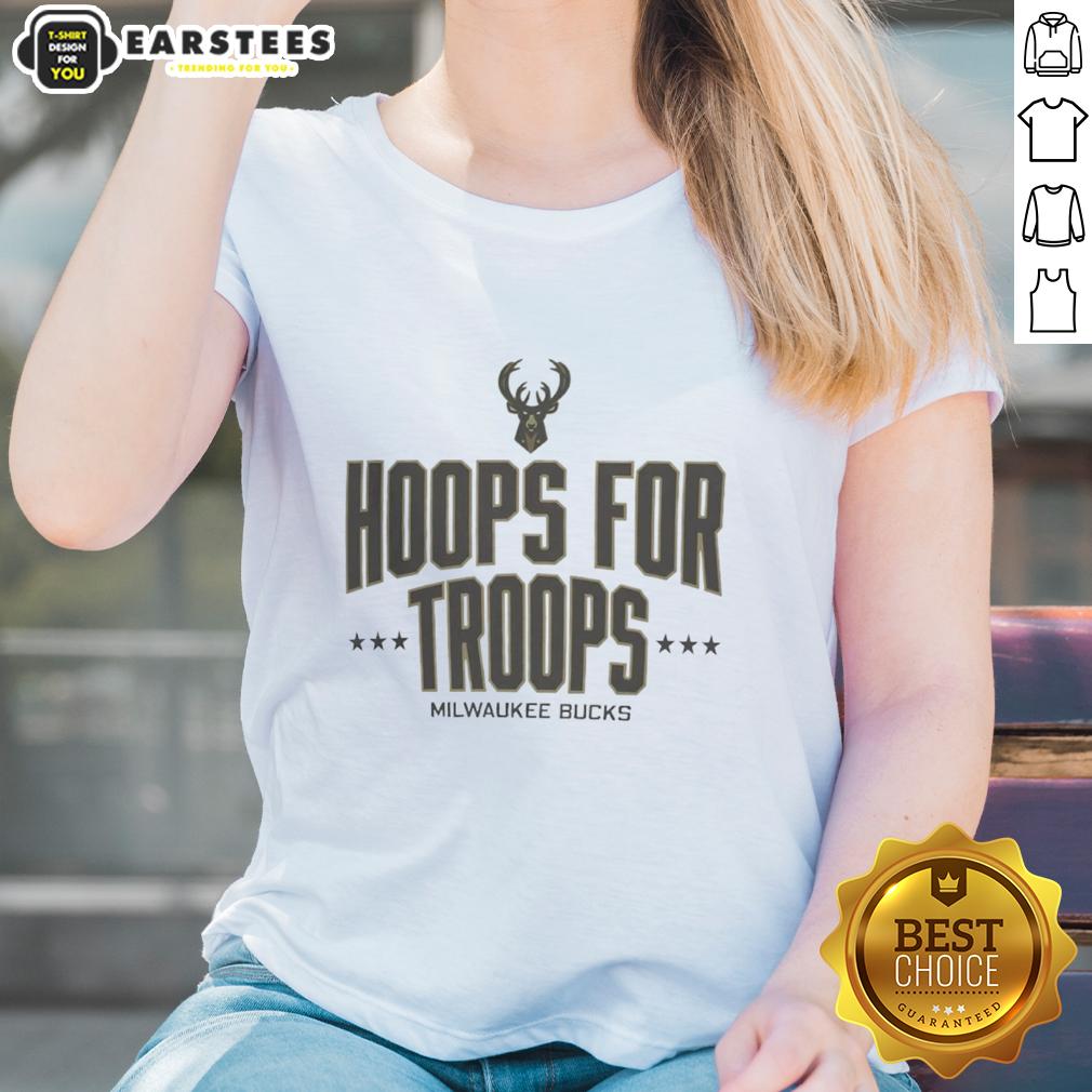 Awesome Hoops For Troops Milwaukee Bucks Basketball T-Shirt - Image 3