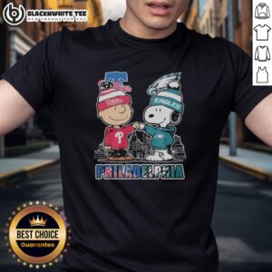 Cute Philadelphia Phillies Philadelphia Eagles 75th Anniversary Of Peanuts Snoopy T-Shirt