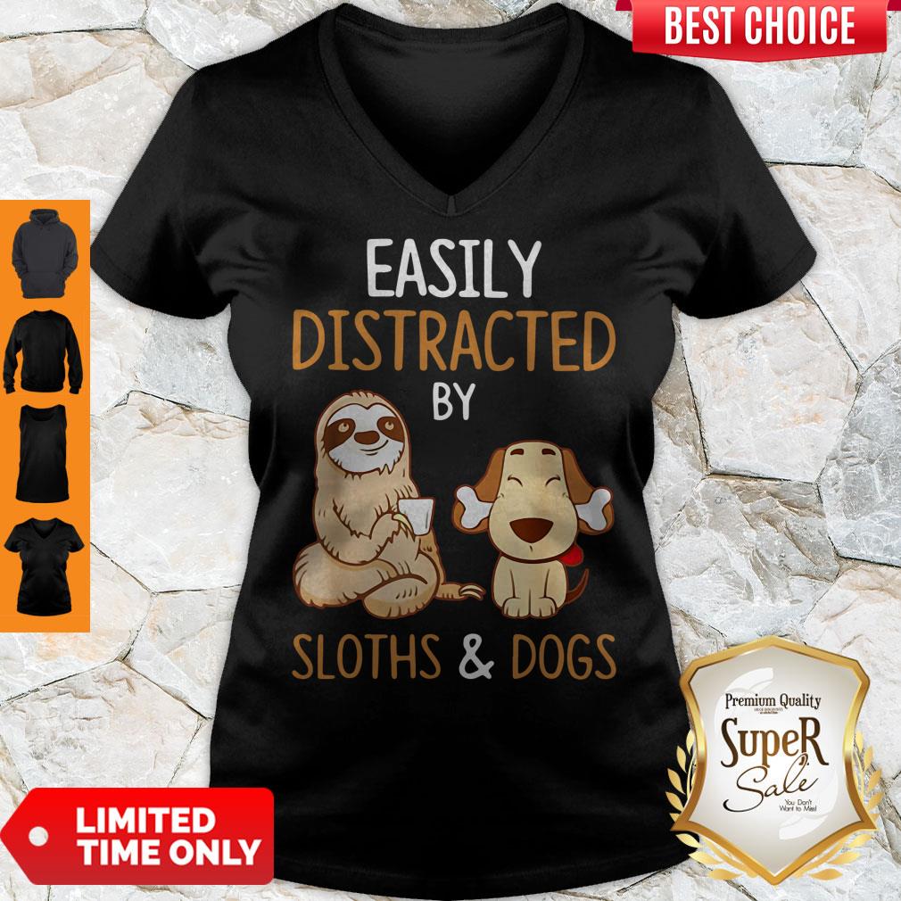 Easily Distracted By Sloths And Dogs Shirt - Image 4