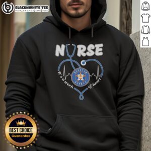 Alternative view of Top Houston Astros Nurse It's A Work Of Heart Stethoscope Shaped Heart T-Shirt