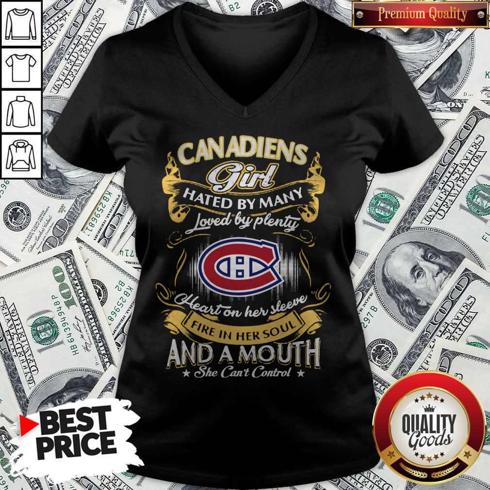Montreal Canadiens Girl Hated By Many Loved By Plenty Heart Her Sleeve Fire In Her Soul And A Mouth She Can’t Control Shirt - Image 2
