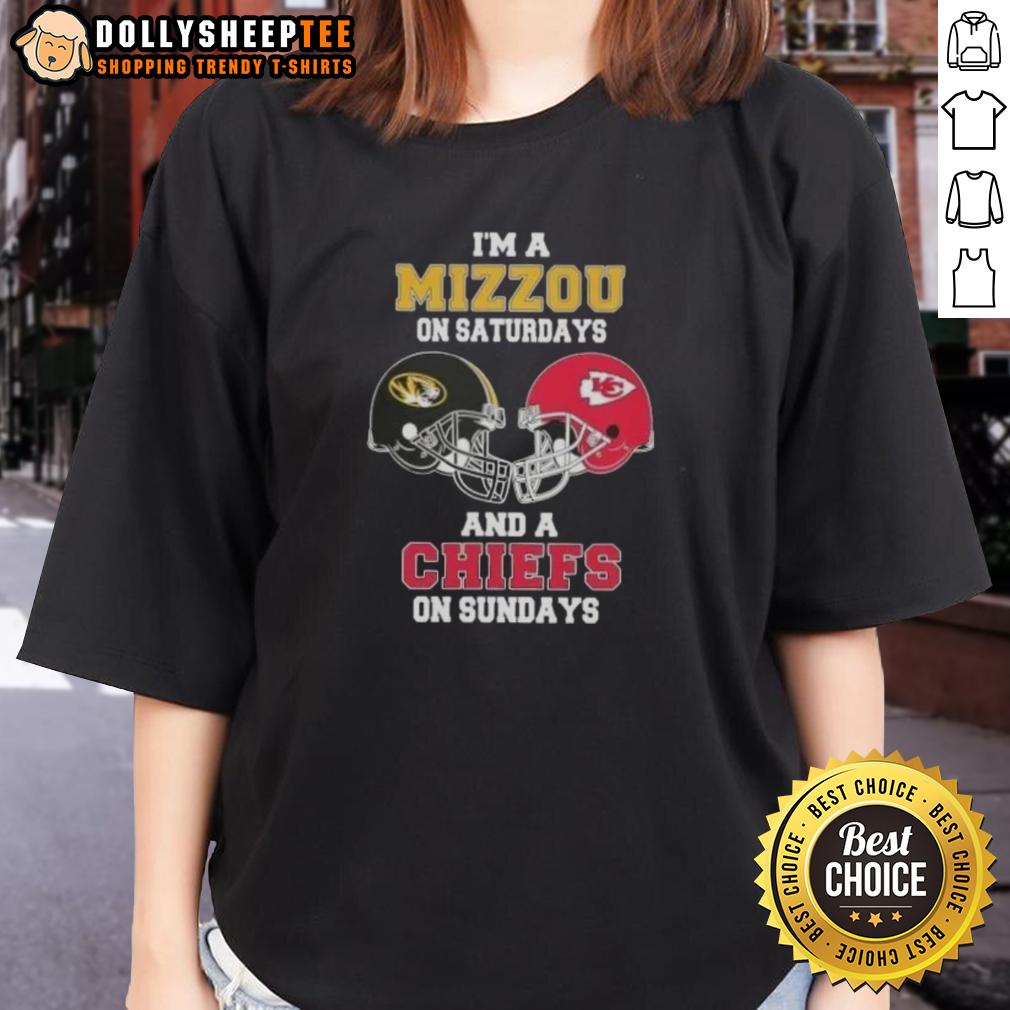 Good I'm A Mizzou On Saturdays And A Chiefs On Sundays Football Helmet T-Shirt - Image 3