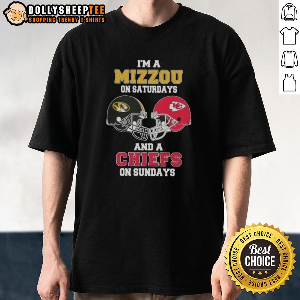 Good I'm A Mizzou On Saturdays And A Chiefs On Sundays Football Helmet T-Shirt