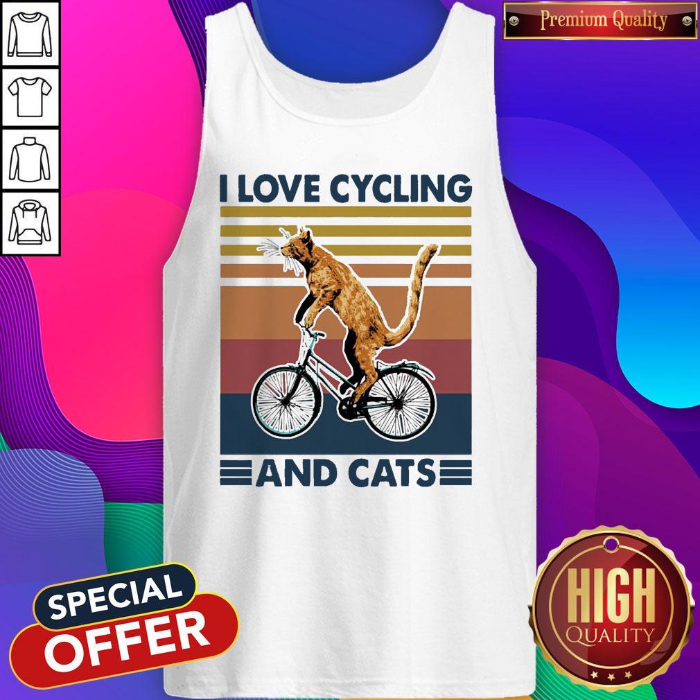 Cat I Love Cycling And Cats Vintage Shirt - Image 5