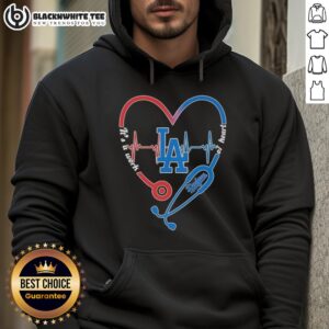 Alternative view of Top Los Angeles Dodgers Stethoscope Heartbeat It's A Work Of Heart T-Shirt