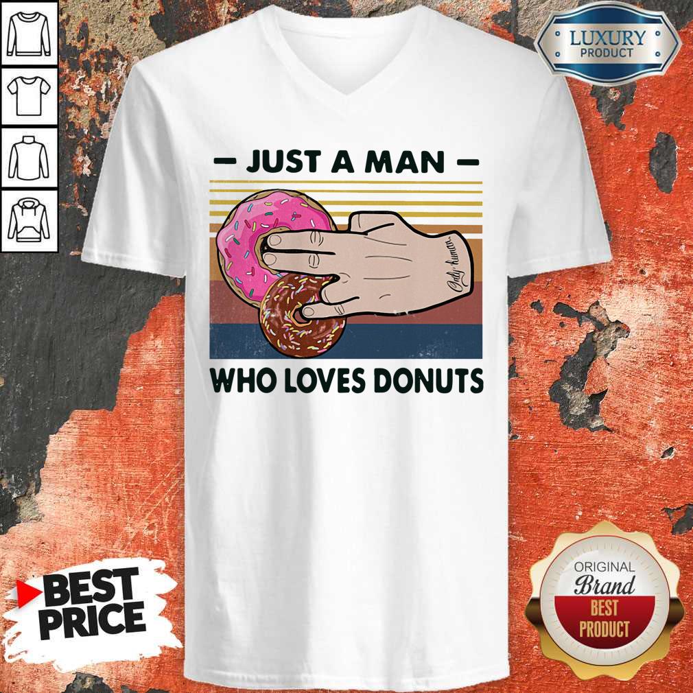 Awesome Just A Man Who Loves Donuts Vintage Shirt - Image 2