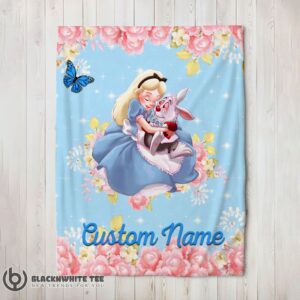 Pretty Cute Hot Disney Alice & The White Rabbit Alice In Wonderland Blanket Fleece Customized Blanket