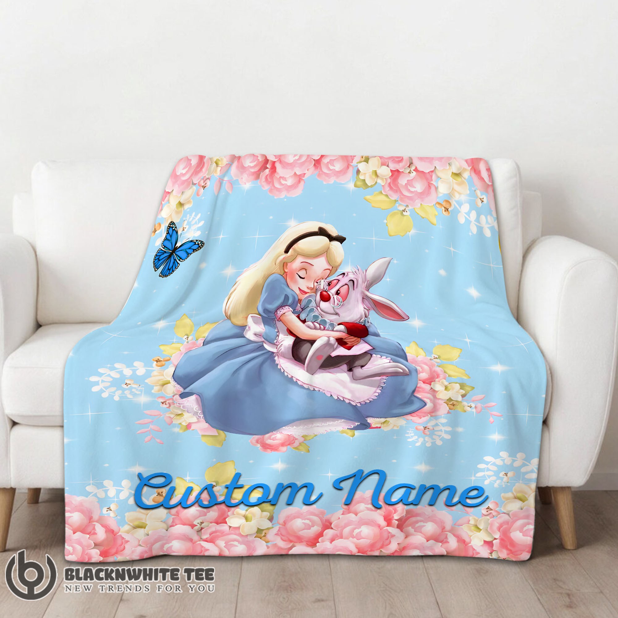 Pretty Cute Hot Disney Alice & The White Rabbit Alice In Wonderland Blanket Fleece Customized Blanket - Image 2