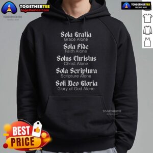 Alternative view of Top Five Solas Reformed Christians Protestant Theology T-Shirt