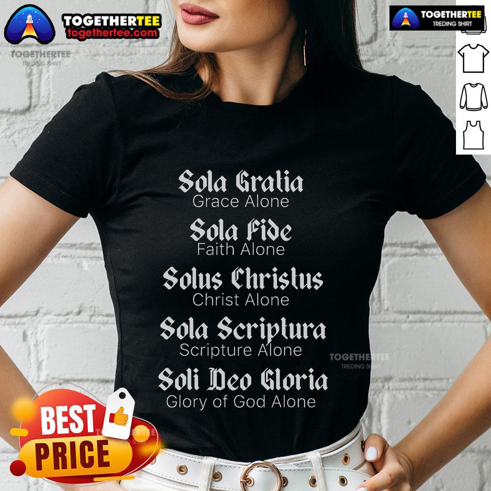 Top Five Solas Reformed Christians Protestant Theology T-Shirt - Image 3