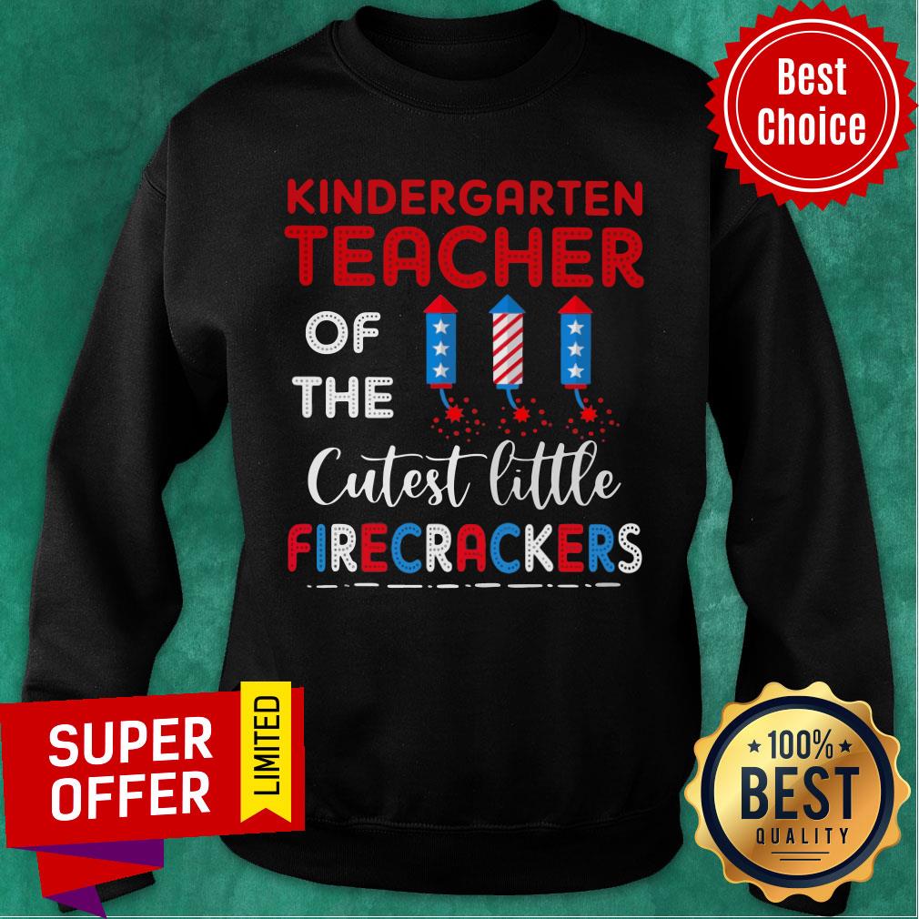 Kindergarten Teacher Of The Cutest Little Firecrackers 4th Of July Shirt - Image 4