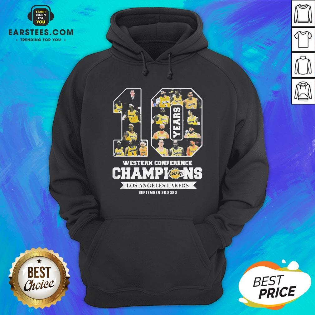 Perfect 10 Years Western Conference Champions Los Angeles Lakers September 26 2020 Shirt - Image 2